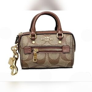 Coach 1716 Mini Rowan Satchel Signature bag charm Color Kahaki Saddle